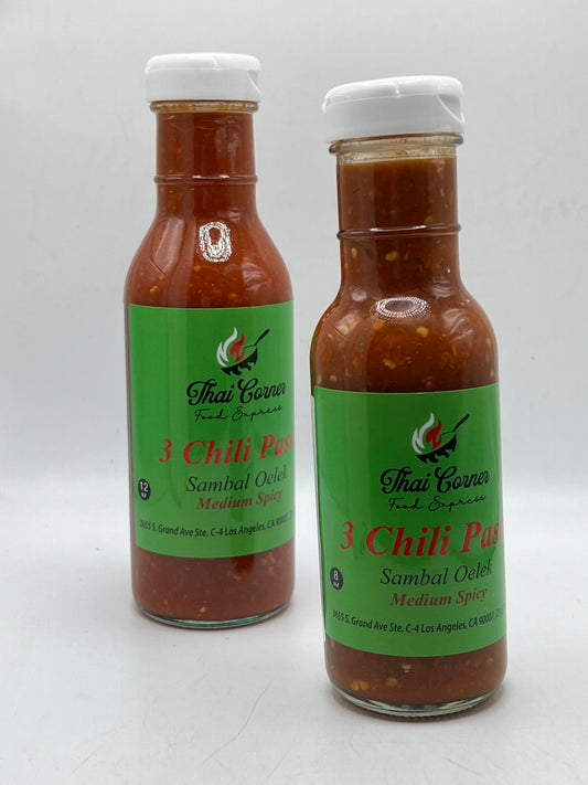 Thai Corner Food Express 3 Chili Paste Sambal Oelek - Medium Spicy